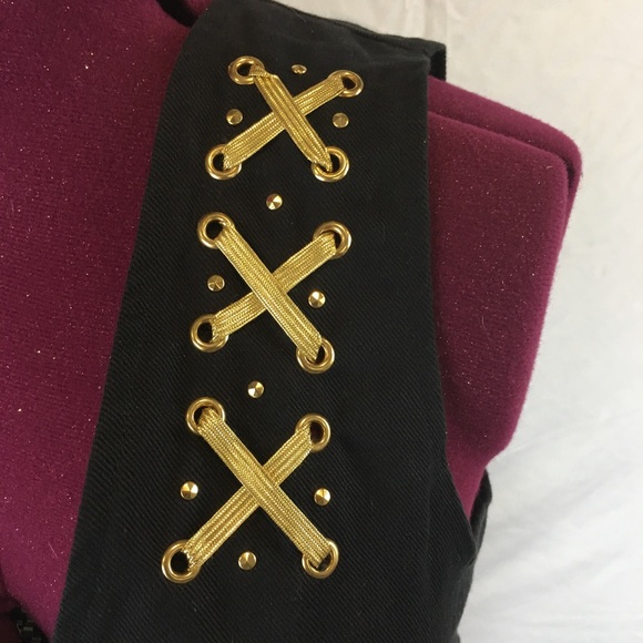 David David Black Denim Jeans Vintage White Stripe Vest Gold Trim Women’s L - Picture 7 of 10